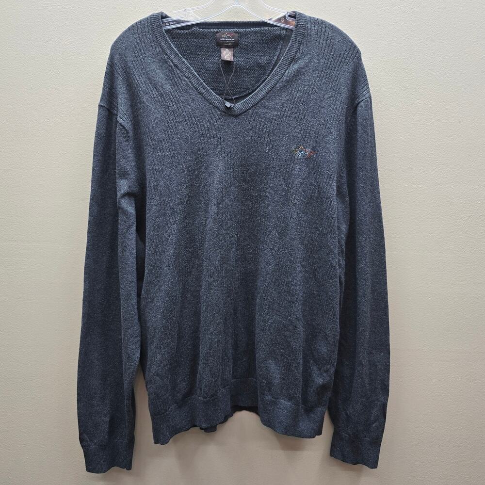 Greg Norman Men's Pullover V Neck Golf Knit Sweater Long Sleeve Gray Size XL